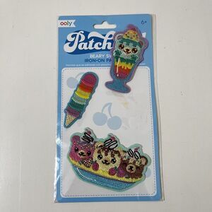 Ooly Patch'em Embroidered Iron On Patches Beary Sweet Ice Cream Set of 3 NEW